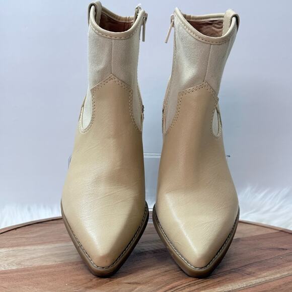 Universal Thread Womens Size 8 Kay Western Cowboy Side Zip Beige Ankle Boots - Picture 5 of 12